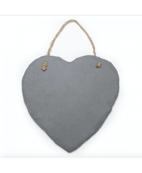 Slate Heart Ornament with Jute Hanger - 9" L x 9" W - $6.00